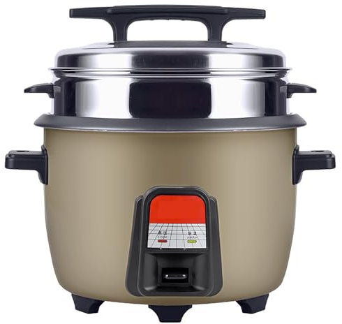 ASumPio Olla Arrocera/Olla Arrocera Comercial De Gran Capacidad con Vaporera De Alimentos/Olla Interior Antiadherente, para Restaurantes/Hoteles/Comedores/Obras De Construcción,One Color-19L-3000W