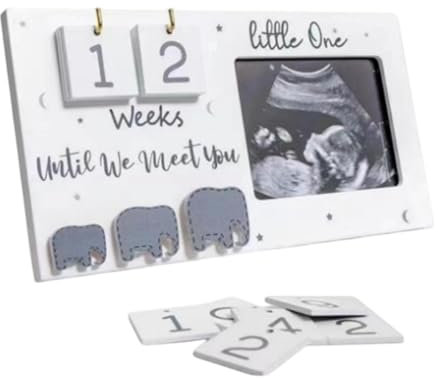 Baby-Scan-Bilderrahmen mit Countdown-Kalender und austauschbaren Matten, Baby-Sonogramm-Bilderrahmen, Countdown-Wochen, Ultraschall-Bilderrahmen für Baby-Ankündigung (Schwangerschaftsgeschenk)