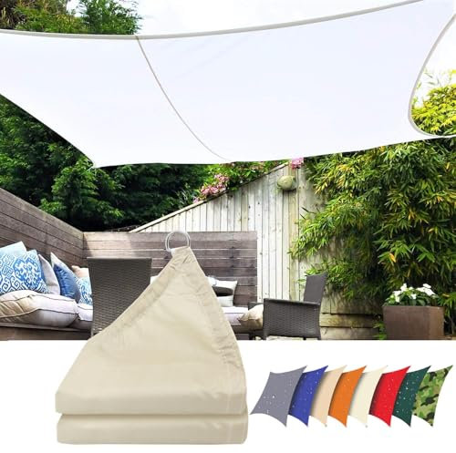 Toldo Vela de Sombra Impermeable,Toldos de Vela Rectangular 3x4m,Toldos Exterior Terraza Protección UV 95%,para Jardin, Balcón, Patio.(Blanco)