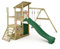 FATMOOSE Aire de Jeux FruityForest Fun XXL portique en Bois avec balançoire et Toboggan Vert, Tour d'escalade pour Enfants avec bac à Sable, échelle et Accessoires de Jeu pour Le Jardin