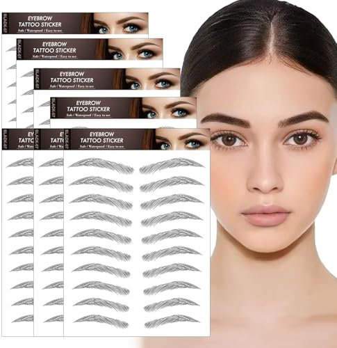 7 Sheets Eyebrow Tattoo Stickers 4D Hair-like Waterproof Natural Fake Stickers,Long Lasting Grooming Shaping Perfect for Women and Girls (A-07 Black)