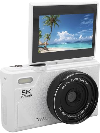 5K Digitalkamera, WLAN 75MP Vlogging -Kameras, 18 -facher Autofokusspitze und Schießen Sie die Digitalkamera mit 3 Zoll 180 ° Flip -Bildschirm, Kompakte Vlog -Reise -Camara mit