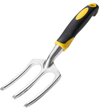 Garden Fork, Hand 3-Tined Fork with Soft Non-Slip Ergonomic Handle for Planting, Weeding, Transplanting & Soil Work, Gardening Tool Gift