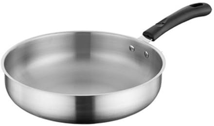 yuwqqoajv Bratpfanne aus Edelstahl, langlebig und rostfrei, für vielseitiges Kochen, Pfanne aus Edelstahl mit flachem Boden, Eintopf und Eintopf, 28cm