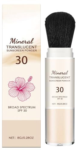 Hawaiian Tropiic Mineral Protection Sunscreen – Waterproof Sun Protection Mineral Powder SPF 30 with Brush | Beach Sweatproof Face Sunblock Powders for Face and Body