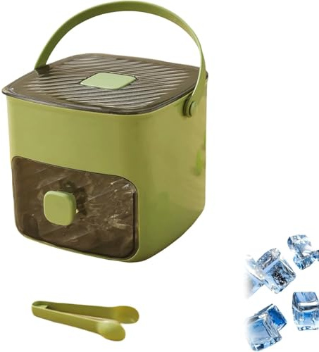 MEISO Eiswürfelmaschine mit Druck, 48 Fächer, drücken Sie die Art Ice Cube Maker, Eiswürfelform für Gefrierschrank mit Behälter, wiederverwendbar für Cocktails und Kaffeesaft (grün)