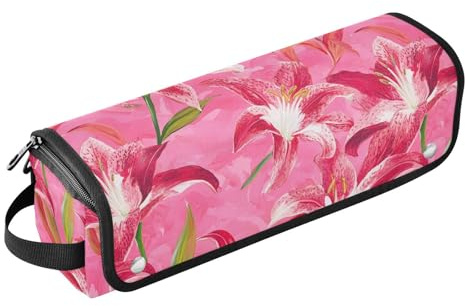 Hot Hair Tools Reisetasche und hitzebeständige Matte, großes Fassungsvermögen, Haar-Werkzeug-Organizer für heiße Werkzeuge, Lockenstab und Glätteisen, Haarvolumizer, Safari-Lilie, Hot Pink