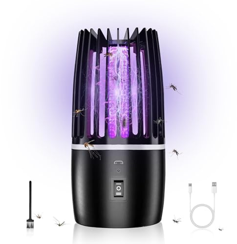 Lampe Anti Moustique, 4000mAh Lampe électrique Anti Insectes Rechargeable USB Piège à Mouche Insectes, Lampe Moustique Élimination 360° pour Extérieur, Camping & Jardin