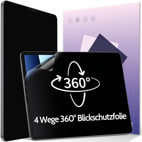 IPROKKO 360° Blickschutzfolie Kompatibel mit iPad Pro 12.9 Zoll (2022/2021/2020/2018), Anti Glare Blaulicht iPad 12.9zoll Sichtschutzfolie Blickschutzfilter Privacy Screen