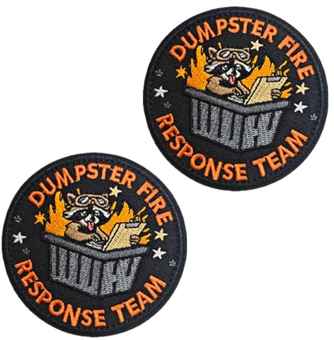 2 Stück Dumpster Fire Response Team Patches Bestickte Aufnäher Emblem Taktische Abzeichen Hook and Loop Patches für Hemden Hosen Mützen Rucksack Kleidung Jacken Taschen Baseballkappe Biker Uniformen
