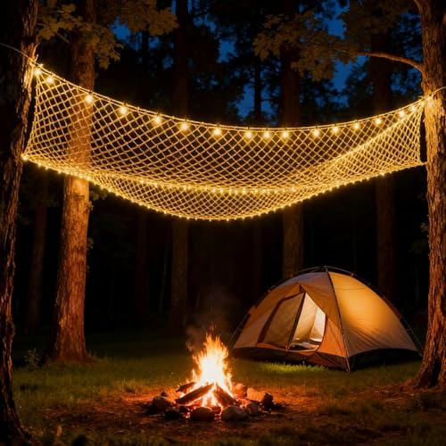 YRHome Solar Lichternetz 6x4m, Warmweiß, IP44-8 Modi, Lichterkette, Lichtervorhang für Weihnachten und Hochzeiten