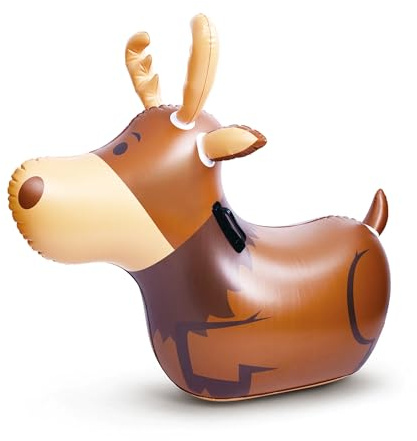 DoUPlay Hüpftier Elch für Kinder, Hüpfspielzeug, Aufblassbarer Elch, Geschenk für Kinder, Braun