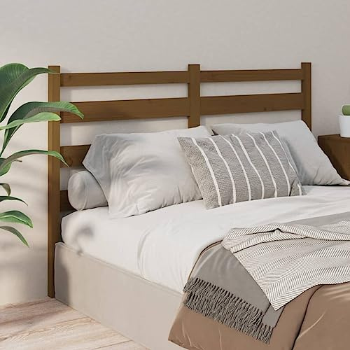 SKTQYQO Kopfteil für Bett aus massivem Kiefernholz, Bernstein, 141 x 4 x 100 cm, modernes Lamellen-Design für Schlafzimmer, bequeme Rückenlehne, rustikales Kopfteil, für Katzentoilette,