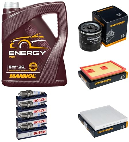 EISENFELS Inspektionspaket enthält 5 L Motoröl Energy 5W-30 Ölfilter Luftfilter Innenraumfilter Zündkerze für Golf VII 5G1 BE1 1.4 TSI 1.2 AM1 5T1