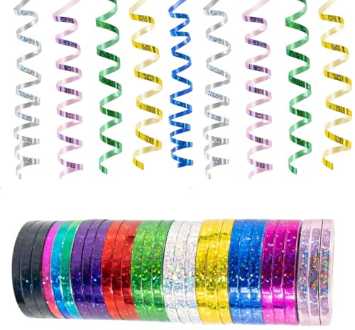 Luftschlangen Bunt, 50 Stück 10 Farben Konfetti Streifen 10 Meter Rolle, Jede Rolle 0,5 cm x 10 m, Dekoration Für Fasching Und Karneval, Farbenfrohe Papierschlangen Für Partys Und Feiern