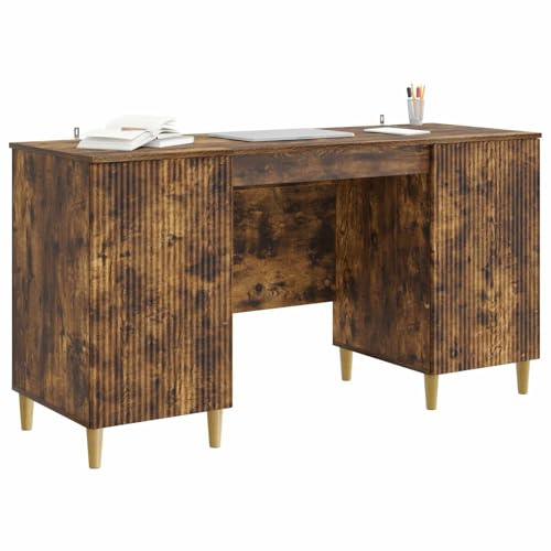 vidaXL Schreibtisch Geräucherte Eiche 142,5 x 50 x 75 cm Holzwerkstoff, Schreibtisch fürs Wohnzimmer, Vintage Schreibstil, rechteckig, ergonomisch und vielseitig einsetzbar