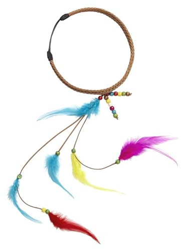 W WIDMANN MILANO Party Fashion 75702 - Stirnband Hippie, mit bunten Federn und Perlen, 60er Jahre, Kopfschmuck, Accessoire, Karneval, Mottoparty