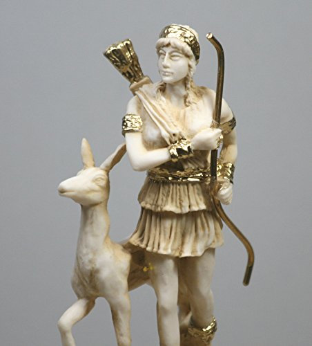 Griechische römische Göttin Artemis Diana Alabaster Statue Skulptur Figur bunt 16 cm