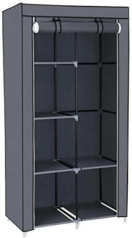 Herzberg, Armoire de Rangement, 6 étagères, 1 Barre de Suspension enduite de Poudre, Une Armoire Portable avec Une Structure Robuste, 110x45x175 cm, Gris