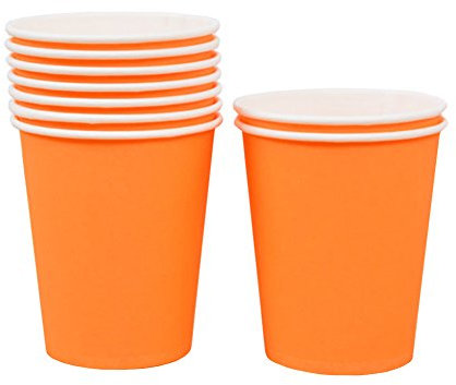 Beiersi Paquet de 10 Gobelets en Carton 9 oz (250ml) (Orange)