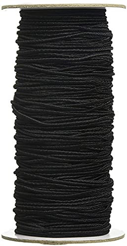 WedDecor Schwarze 2 mm Flache elastische Kordel zum Nähen, Basteln, 100 Meter, geflochtene elastische Kordel, Glatte Oberfläche, elastische Kordel zum Nähen, Stricken, Basteln, Kleidung