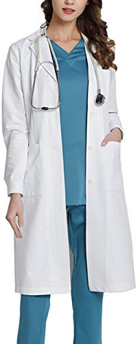 WWOO Blouse de Laboratoire Femme Blanche Blouse Vêtements de Travail et Uniformes Tissu Mise à Niveau Mince XXL