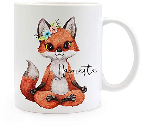 ilka parey wandtattoo-welt Tasse Becher Motiv Fuchs Blümchen Spruch Namaste Kaffeebecher Geschenk Spruchbecher ts912