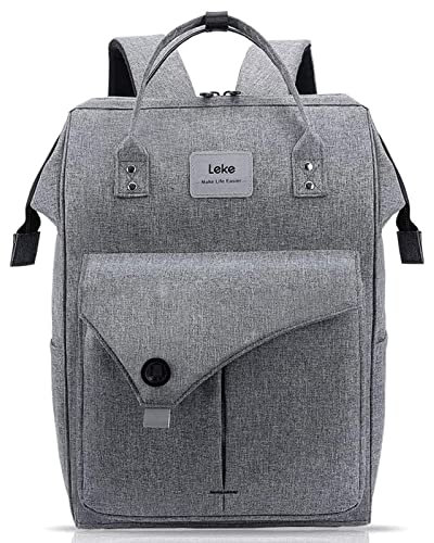 Lekesky Laptop Rucksack 15.6 Inch Computer Backpack School Bag for Travel Business College Women Men, Grey
