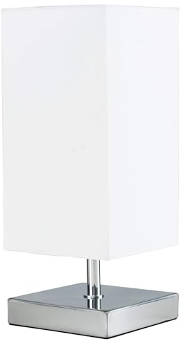 MiniSun | Modern Square Polished Chrome Touch Table Lamp with a White Shade | Table Lamps, Home Décor & Improvement Essential