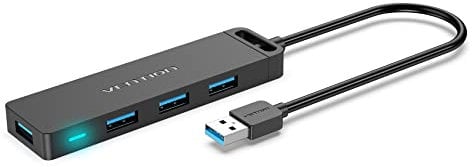 VENTION USB Hub 3.0, 4 Port Ultra Slim USB Splitter with 5Gbps Data Transfer, Multiport Adapter for PS5/PS4/Laptop/MacBook/PC/Flash Drives/Surface