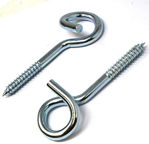 Pair of Heavy Duty BZP Steel Pigtail Swing Hooks - for Use with Hammocks/Swing Ropes/Rope Etc.