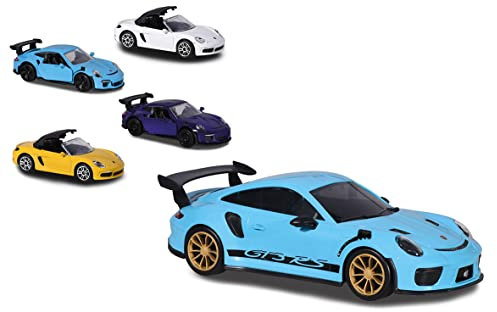Majorette - Porsche Carry Case – 35 cm – 3 Motortöne – 4 Miniaturfahrzeuge Porsche aus Metall, Maßstab 1:64. inkl. – 212058194SMO