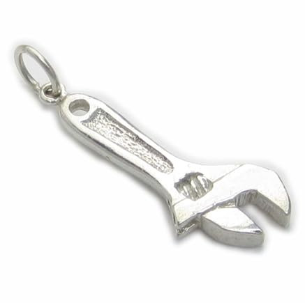 Wrench sterling silver charm .925 x 1 Spanners Wrench Tools charms -SFP