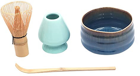 ANCLLO Service à thé matcha japonais 4 pièces, fouet/bol/support/cuillère en bambou pour cérémonie traditionnelle du thé japonais #3