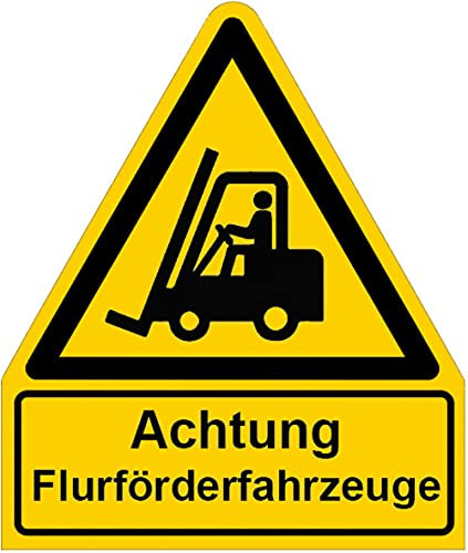Aufkleber „Achtung Flurförderfahrzeuge“ Kombi Folie nach ISO 7010 W014 | Größen wählbar Made in Germany, Größe: 210x245 mm