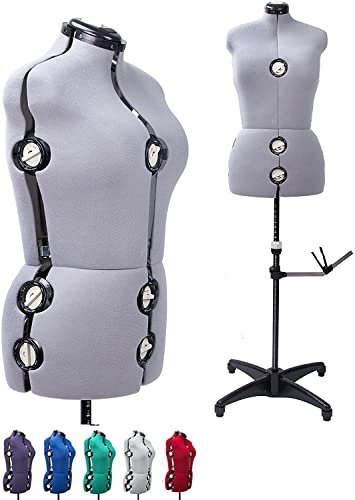 Verstellbare Schneiderpuppen Frauen M (42-46) 13 Drehrädchen Damen Büste Damenbüste Schneiderbüste Mannequin mit Beinansatz Grau Gr.M