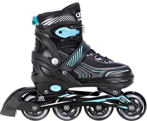 CROXER Optima Inline Skates Inliner für Kinder Erwachsene verstellbar (Black/Mint, 39-42 (24cm-26,5cm))