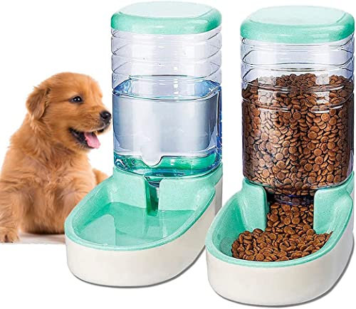Edipets, Distributeur Croquettes Chat, Chien, Automatique, 2 Unités, 3.8 L, Gamelle à Nourriture et à Eau pour Animaux de Compagnie (Vert)