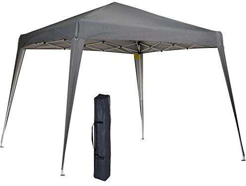 Outsunny Faltpavillon 2,4x2,4m Pavillon Faltzelt mit UV-Schutz, Partyzelt inkl. Tragetasche für Garten, Balkon, Stahl Grau