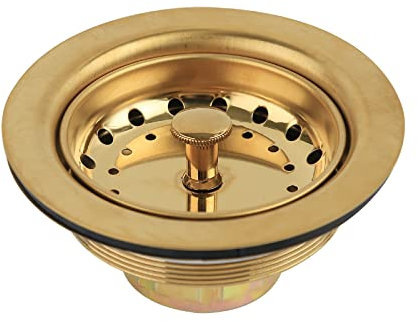 Solimeta Gold Küchenspüle Abfluss, Edelstahl Spülbeckensieb für Küche, Küchensieb mit abnehmbarem Korb