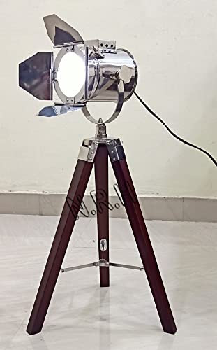 Nautical Replica Hub Vintage Tripod Floor Lamp Beautiful Teatre Retro Spotlight Industrial Desk Decor Wooden Light Fixtures,Cinema Movie Props