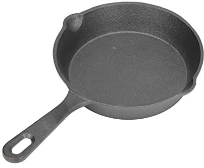 Sartén de Hierro Fundido Antiadherente 14cm - Mini Sartén de Fondo Plano Resistente Al Calor para Acampar, Cocinar Filete y Huevo - Utensilios de Cocina