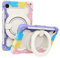 YEQIU para Samsung Tab A8 Funda Protectora Todo Incluido Anti-caída Shell A7 Lite con Ranura para bolígrafo colisión Color Colorido 360 ° Soporte Giratorio Carcasa Trasera (Rosa)