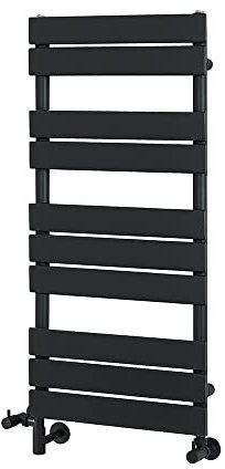 Milano Lustro Black Dual Fuel Flat Panel Heated Towel Rail - 975mm x 450mm