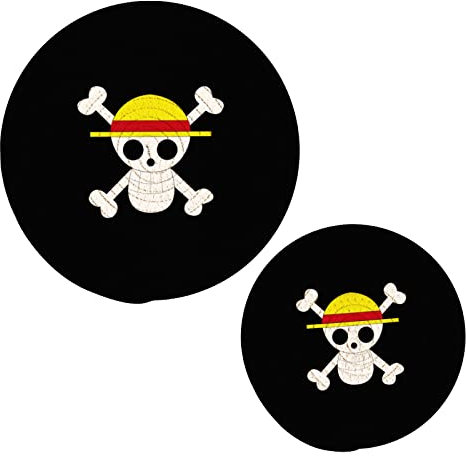 Kitchen Pot Holders Set 2 Pcs Straw Hat Pirate Logo Isolated Cotton Thread Weave Trivets Set Stylish Coasters for Hot Dishes Pot Bowl Coffee Hot Pot Holders