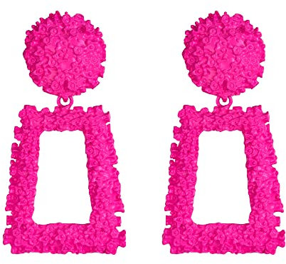 EVER FAITH Orecchini geometrici a rettangolo rosa caldo, grandi orecchini quadrati a goccia per Donne Ragazze