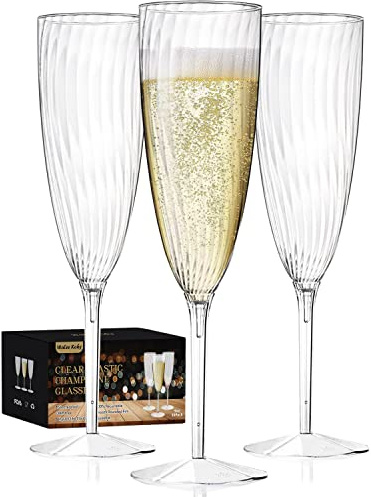 36 Pack Plastic Champagne Flutes, 6 Oz Clear Disposable Wine Glasses