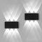 FUPE 2 Stücke Wandleuchte Aussen/Innen LED Wandlampe Außen 12W 1200LM Wandbeleuchtung Up and Downlight IP65 Wasserdichte moderne Aluminium Scheinwerfer Wandleuchten(schwarz 6500K kaltes Licht)
