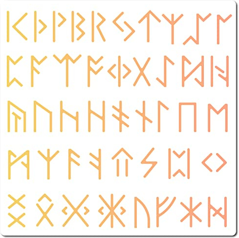 GORGECRAFT 12 x 12 antike Alphabet-Schablonen Runen Ältere Vorlagen Wiederverwendbare Kunststoff-Zeichnung Malschablonen Schablone Zum Malen Auf Karton Wand Stoff Fliesen Leinwand Heimdekoration