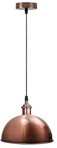 DC Voltage Vintage Industrial Dome Shaped Ceiling Pendant 30cm Copper Single Lampshade Easy Fit with Adjustable Cable Island Loft Suspension E27 Lighting for Bedroom, Hall, Dining Room, Lounge